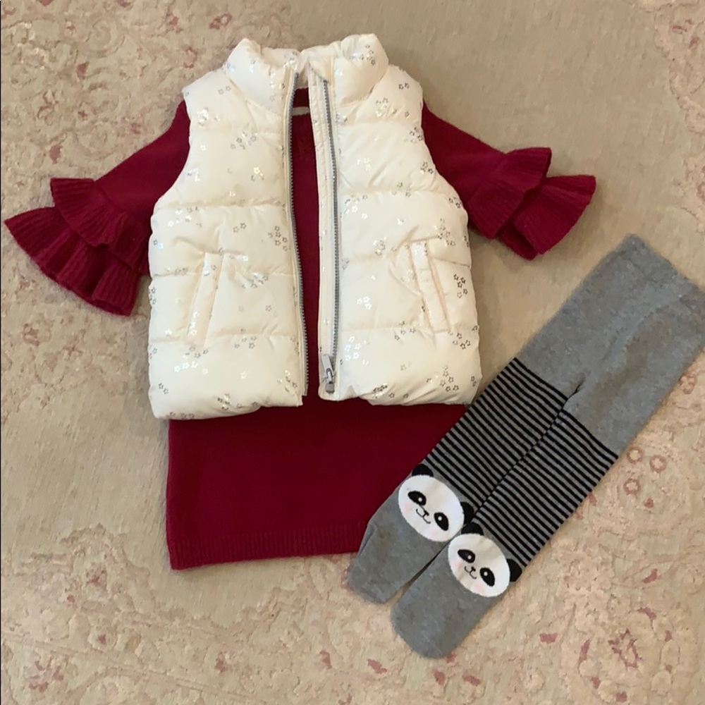 Toddler dress, vest, tights 2T